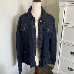 NWOT Studio West Apparel Denim & Lace Ruffle Jacket